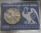 1999 US Silver Eagle $1 in Littleton Case  Unc Toned