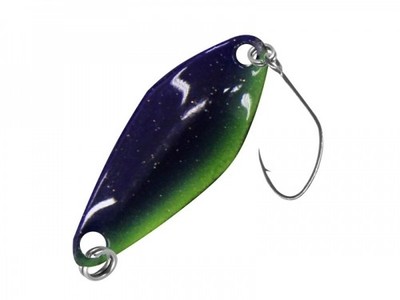 FTM Spoon Tremo 0,9g lila-grün / schwarz-gold Forellenköder Blinker