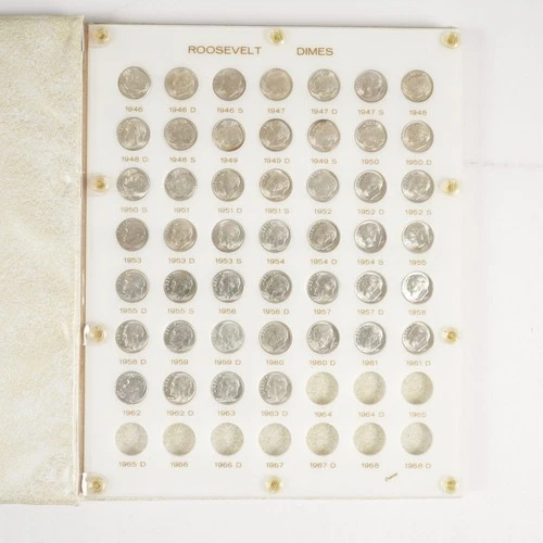 Complete 48 Coin 1946-1964 BU/UNC Roosevelt Dime Set in Capitol Plastics Folder
