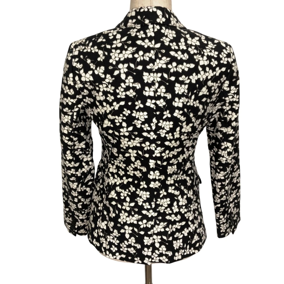 Blazer Banana Republic Mujer 4P Negro Blanco Floral Carrera Chaqueta Informal Foto 3 de 4
