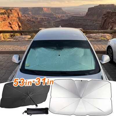 53''x30'' Windshield Sun Shade Umbrella Universal for Honda Sun & Heat Protection