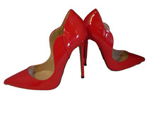 Identita PELLE PATTUGLIATA ROSSA 38 tacchi a spillo italiani NUOVI 8 US