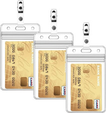 3 Pack Waterproof Vertical ID Badge Holder Vertical Clear PVC Name Holder Tags w