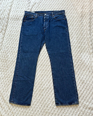 Levi's 501 Herren Jeans Blau W38 L32 Regular Straight Leg Knopf Waterless
