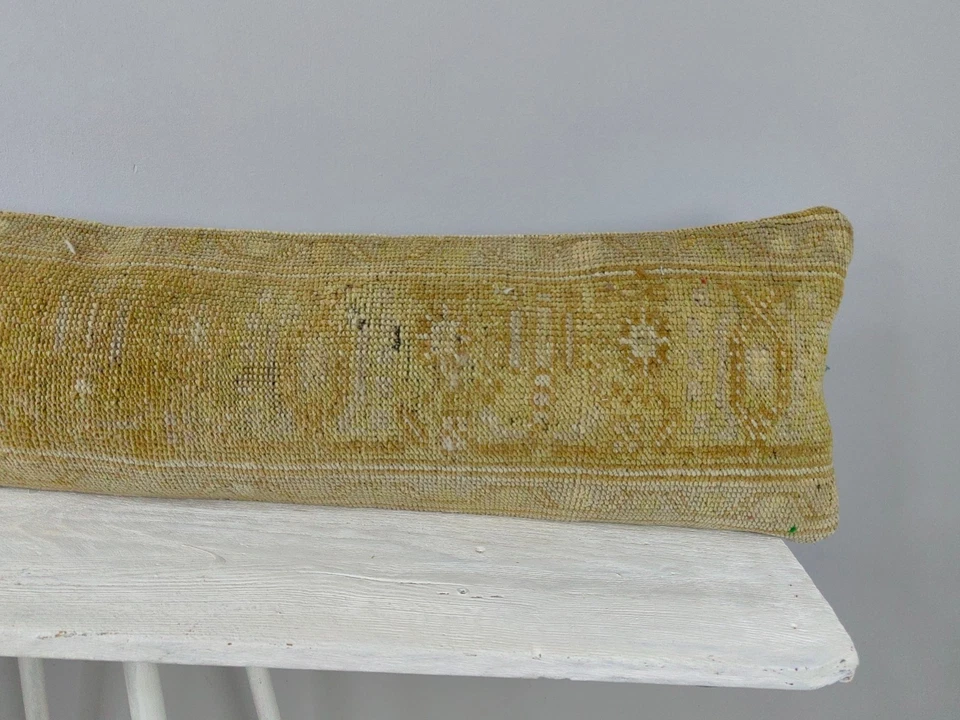 12x48 Turkish Kilim Pillow Cover - Long Lumbar Throw - Vintage Boho Cushion - Image 2 of 4