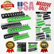 6-Piece Magnetic Socket Organizer Set for SAE & Metric Tools – Holds 143 Sockets