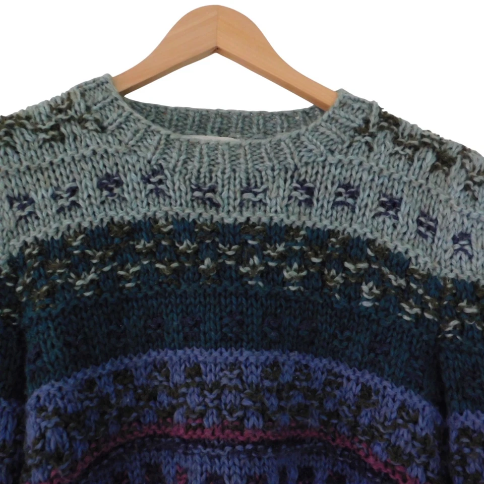 复古 80 年代 CHRISTINE 羊毛混纺毛衣粗针织短手工针织,尺寸 L — 第 2/4 张图片