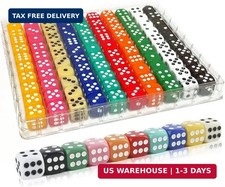 SLSESIN 100 Pieces 16MM Dice Set, 6 Sided Standard Colored Dices with Portable P