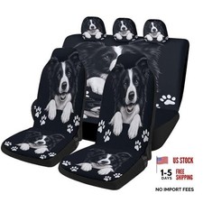 Dog Pattern Car Seat Covers, Trendy Universal Car Seat Full Set Border Collie