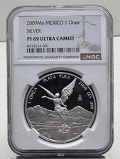 2009 Libertad Proof Mo Mexico Silver 1 Onza NGC PF69 Ultra Cameo