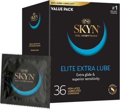 SKYN Elite Extra Lube Condoms   36 Count   Ultra-Thin, Lubricated Latex-Free Con