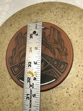 Vtg 1990’s Signed San Juan Pueblo Pottery Bowl 4” Red Clay Color W/ Black