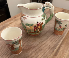 D'ye Ken John Peel hunting scene jug and two matching beakers