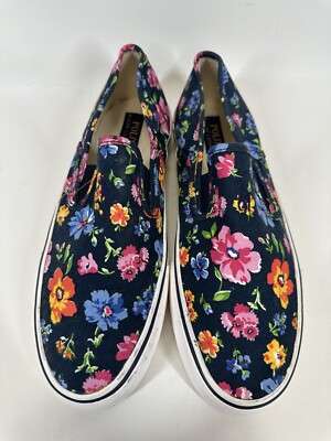 Polo Ralph Lauren Mytton Shoes Navy Preppy Floral Canvas Slip on Sneakers Sz 11D Polo Ralph Lauren Mytton Shoes Navy Preppy Floral Canvas  main image 2