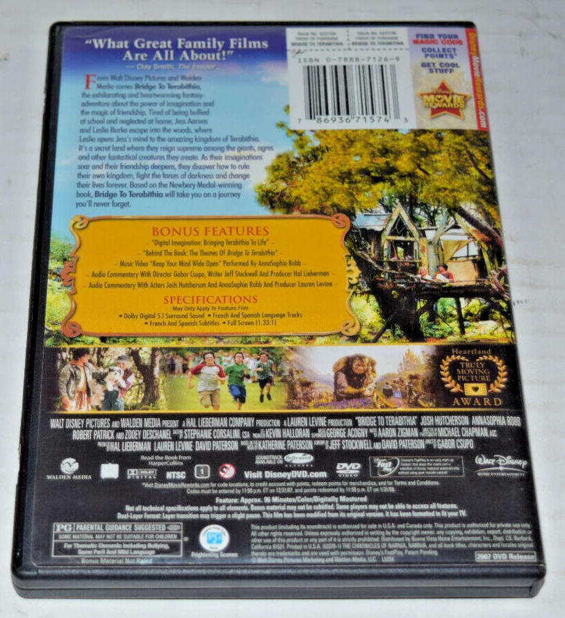 Disney Bridge To Terabithia Full Screen DVD Movie - Image 3 of 4
