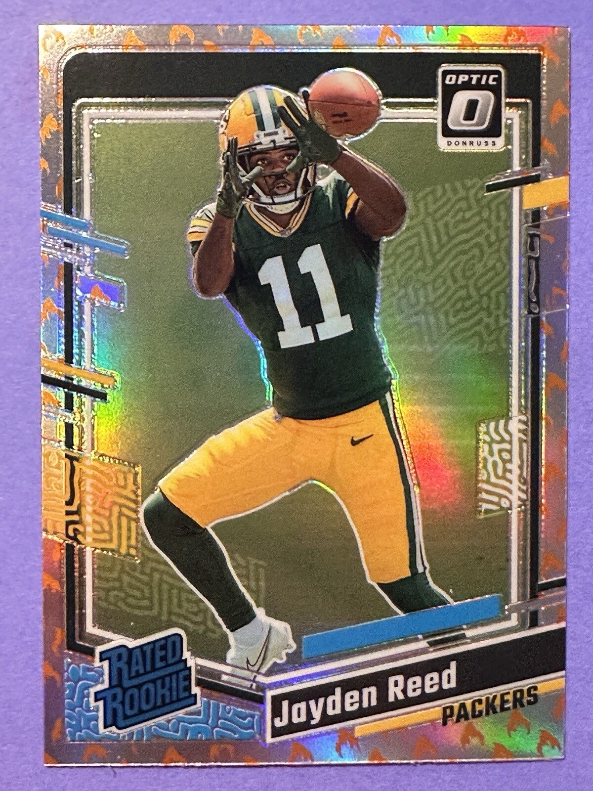 2023 Donruss Optic #239 Jayden Reed SSP Case Hit Fire Emoji Rookie RC Packers