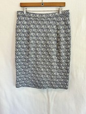 Anthropologie Maeve Emmy Skirt Textured Geometric Pencil Blue W/ Gold Thread