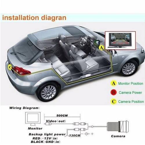 Car Rear View Reverse Backup Parking Camera License Plate Night Vision 170° CMOS - Picture 13 of 14