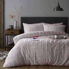 Image of Teddy Luxe Faux Fur Duvet Quilt Cover & Pillowcases Set Fluffy Soft Warm Fleece