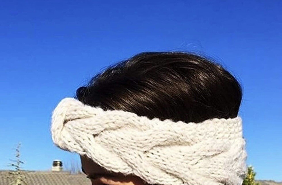 Women's Soft Stretch Crochet Ear Warmer Headband Winter Cream Knit Turban