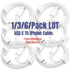 1/3/6Pack Lot 20W USB-C to iPhone Cable PD Fast Charger For Apple 14 13 12 11 XR