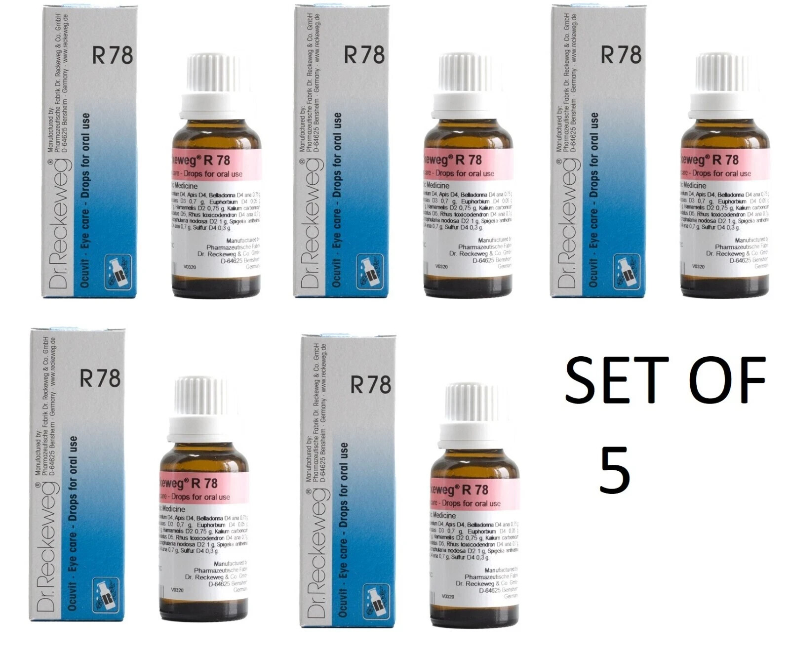 5xDr. Reckeweg R78 Eye Drop 22ml | Eye Irritation, Redness &