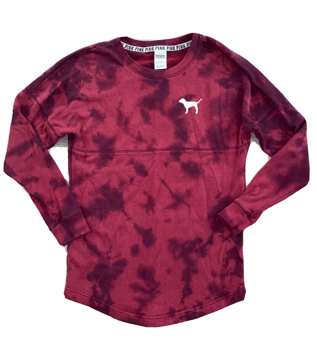 Victoria s Secret Pink Tye Dye Sweatshirt Maroon Size XS See