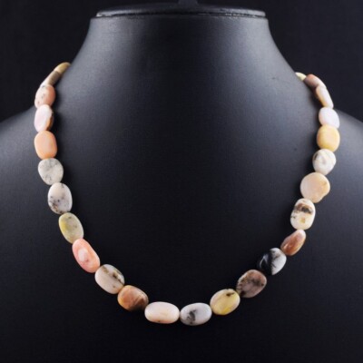 163.00 Cts Oval Shape Fabulous Pink Australian Opal Beaded Necklace VK 25 E603