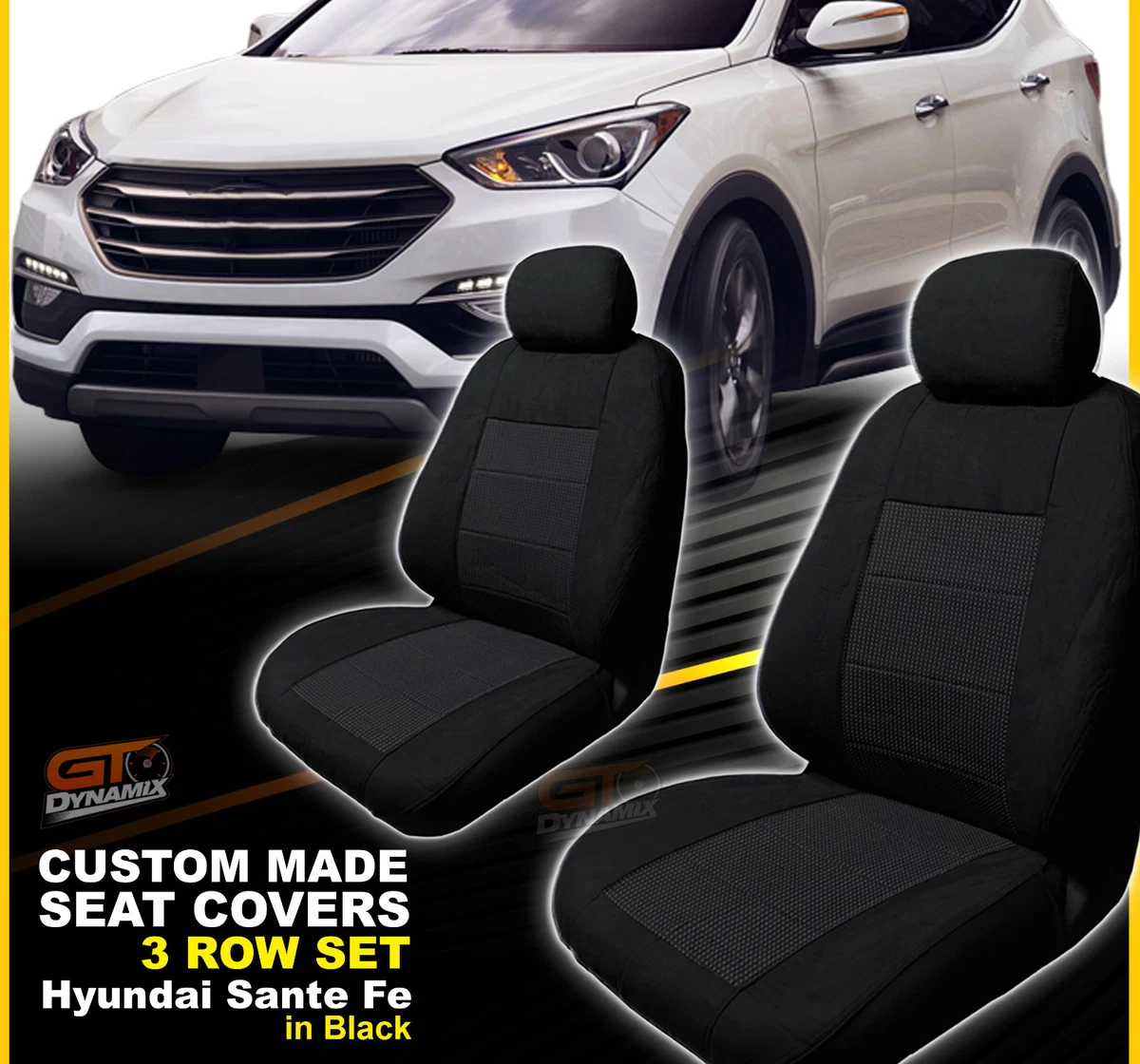 Custom Seat Covers Hyundai SANTA FE 3 ROW TL TLE ACTIVE X 9 2012 3 2018 BLACK