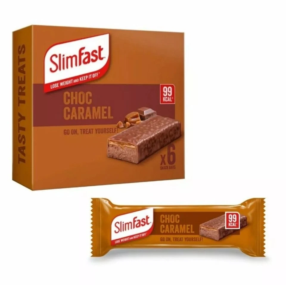 SlimFast Chocolate| Caramel Snack Bar| 2 Boxes(12x25g) 99Kcal |Treat Weight Loss - Image 4 of 4