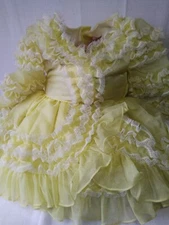 Vtg  Sweet And Sassy Full Circle Dress Yellow With White Lace. Read Description.