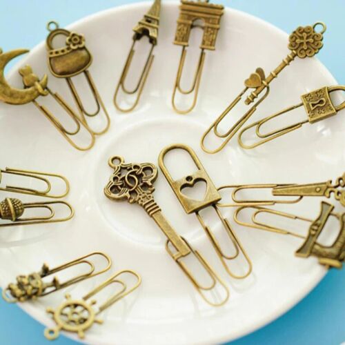 10 Pcs Metal Bookmark Vintage Key Paper Clip For Book Stationery Bookmarks       - Picture 1 of 12