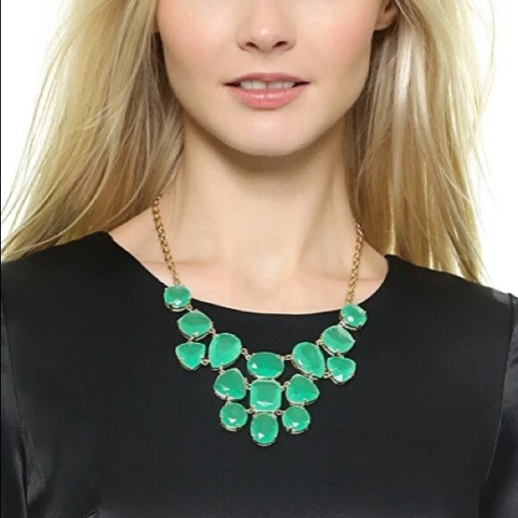 Collar babero Kate Spade Vegas Jewels FACETADO racimo verde esmeralda RARO Foto 4 de 4