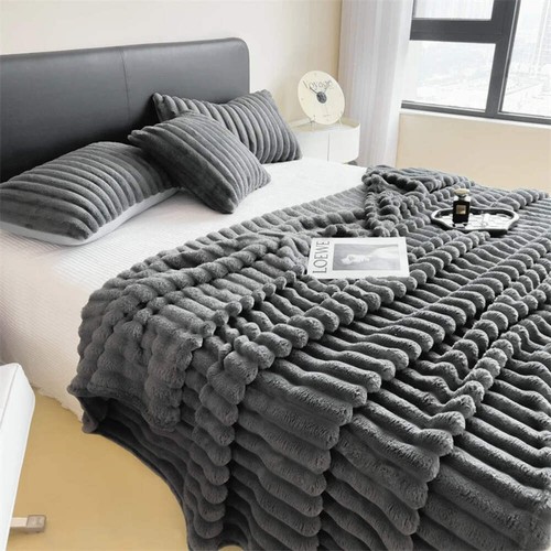 Breite gestreifte Multifunktionsdecke, gerippter Strickstil kann als Bett verwendet werden sh - Bild 7 von 57
