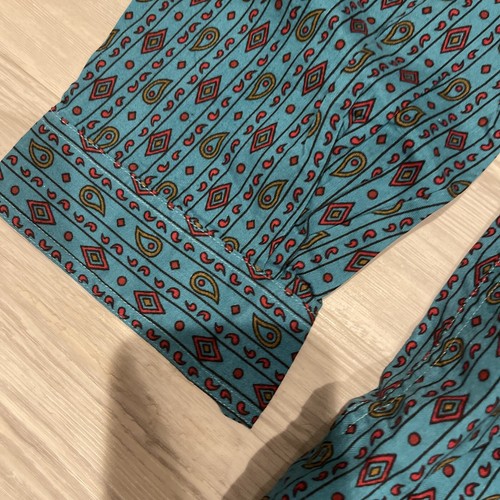 Vintage 90s Todays News Button Down Shirt Paisley Blue Pattern Western Look 2XL - Picture 9 of 9