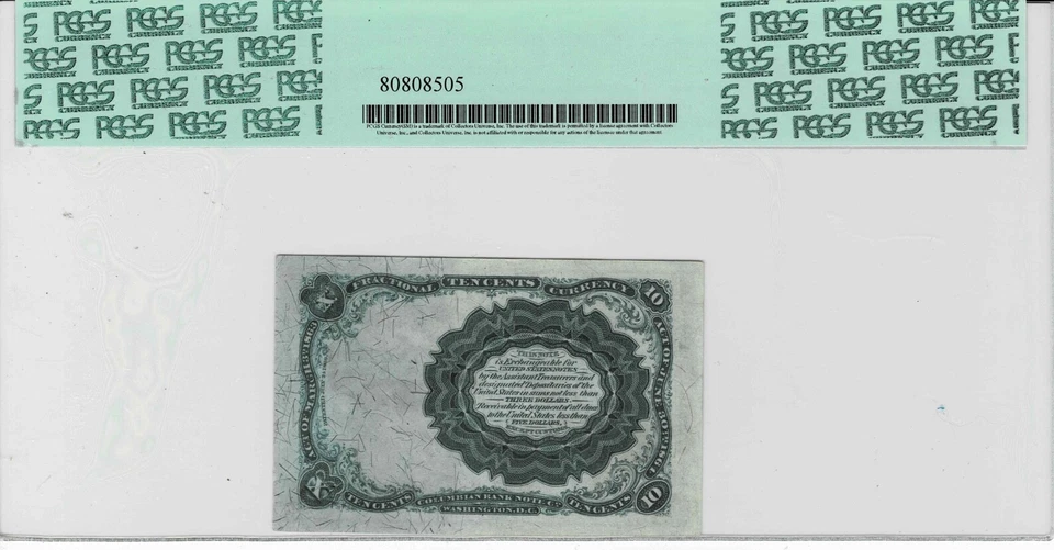 .10 cent Fractional Currency-fr.1266-Fifth Issue-PCGS Superb GEM New 67 PPQ - Image 2 of 4