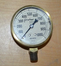 Vtg. Parker - Marsh Instrument ~ 1639-542236 ~ BRASS Pressure Gauge ~ (Y)