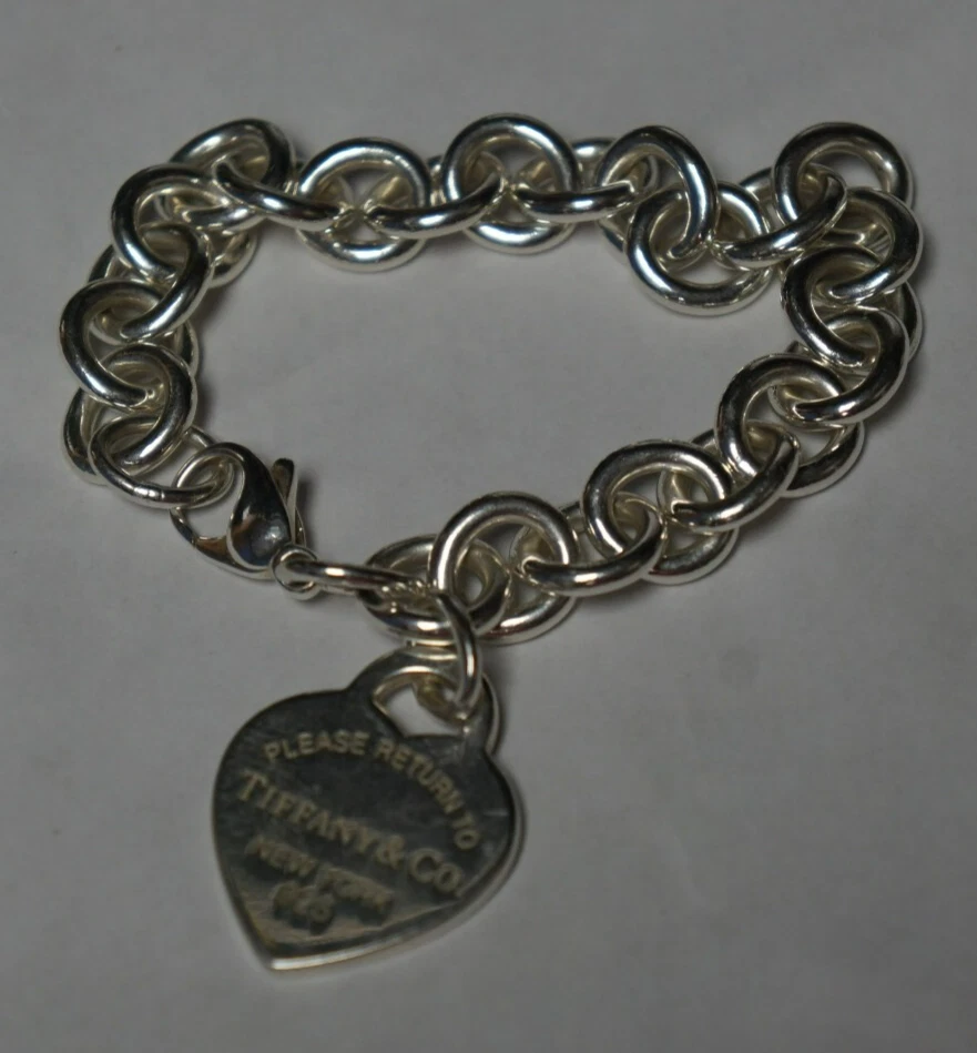 Tiffany & Co Please Return Bracelet Sterling Silver 925 6.5" Heart Tag