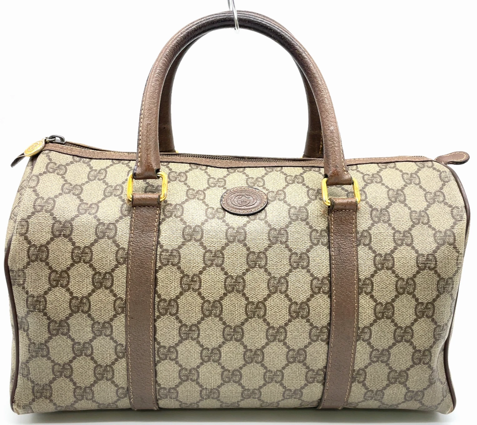 Authentique sac Gucci GG 35 Supreme PVC cuir beige 002,39 Boston NS041490
