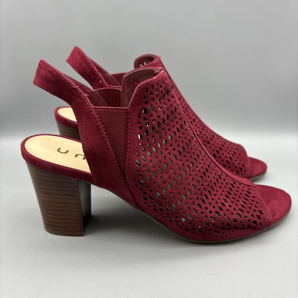 Unisa Unpinxi 高跟鞋女式 8.5 M 码红色露趾踝带拉 — 第 4/4 张图片