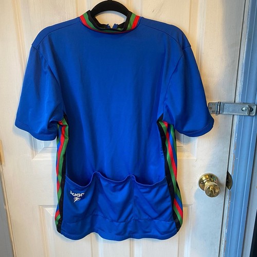 VTG Y2K Sugoi 1/4 Zip Cycling Jersey 3 Back Pockets Mens Size M-L Stretch Blue - Picture 2 of 7