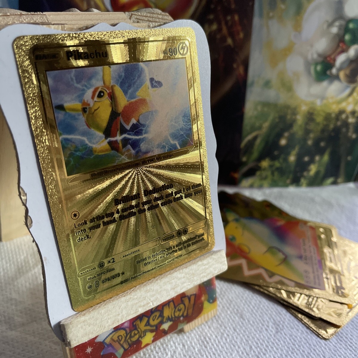 Pikachu Brilliant Deduction Gold Foil 🔥Fan Art🔥 Hp90 New