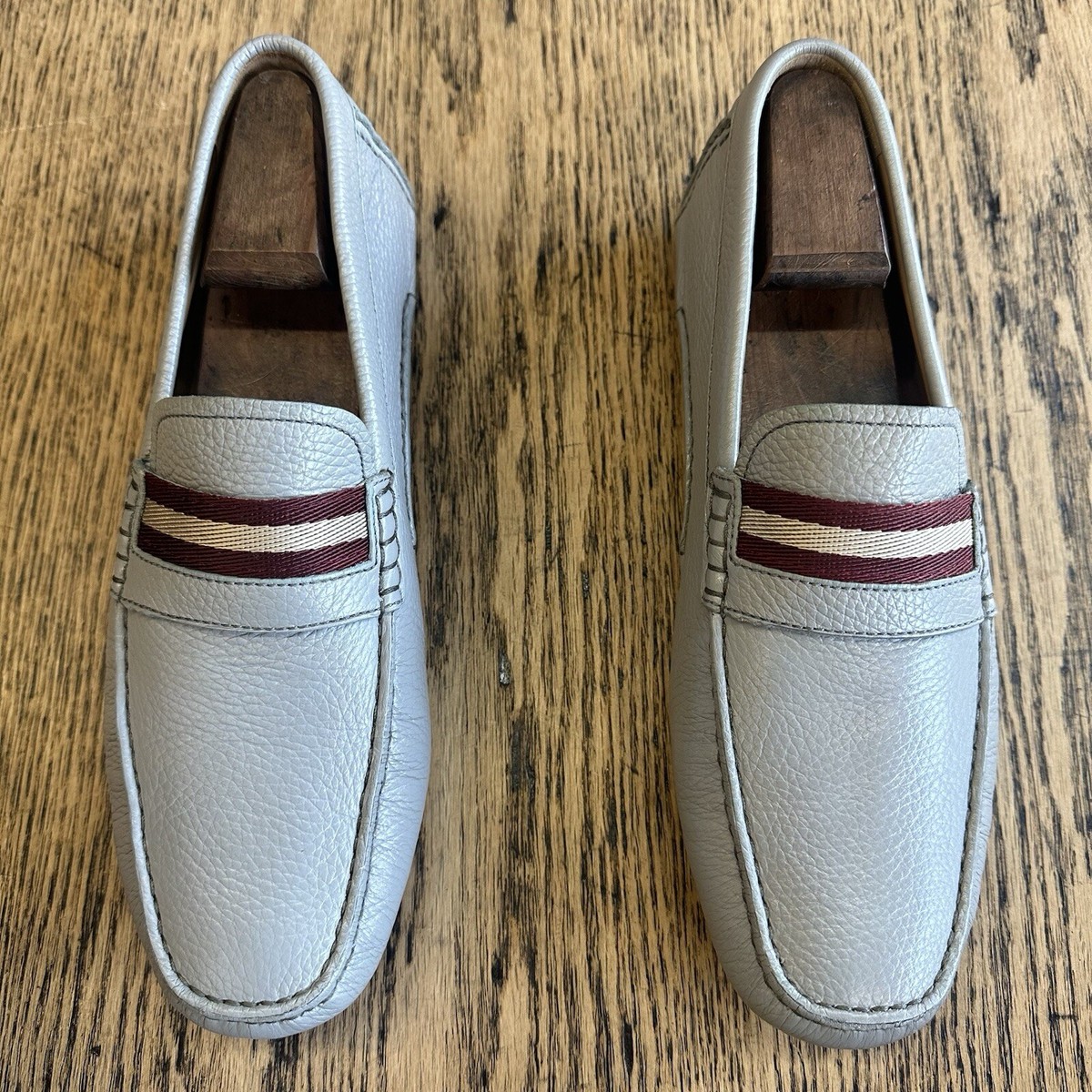 $595 Mens Light Blue Bally Leather Drivers Loafers Shoes Sz 