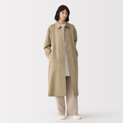 MUJI Labo Womens High Density Cotton Single Breasted Coat Beige