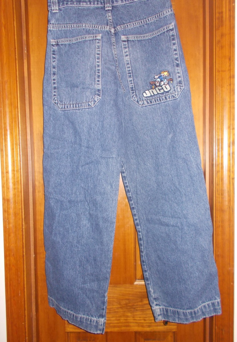 JNCO Flamehead Youth Size 18 Vintage Blue Denim Skater Jeans 28 x