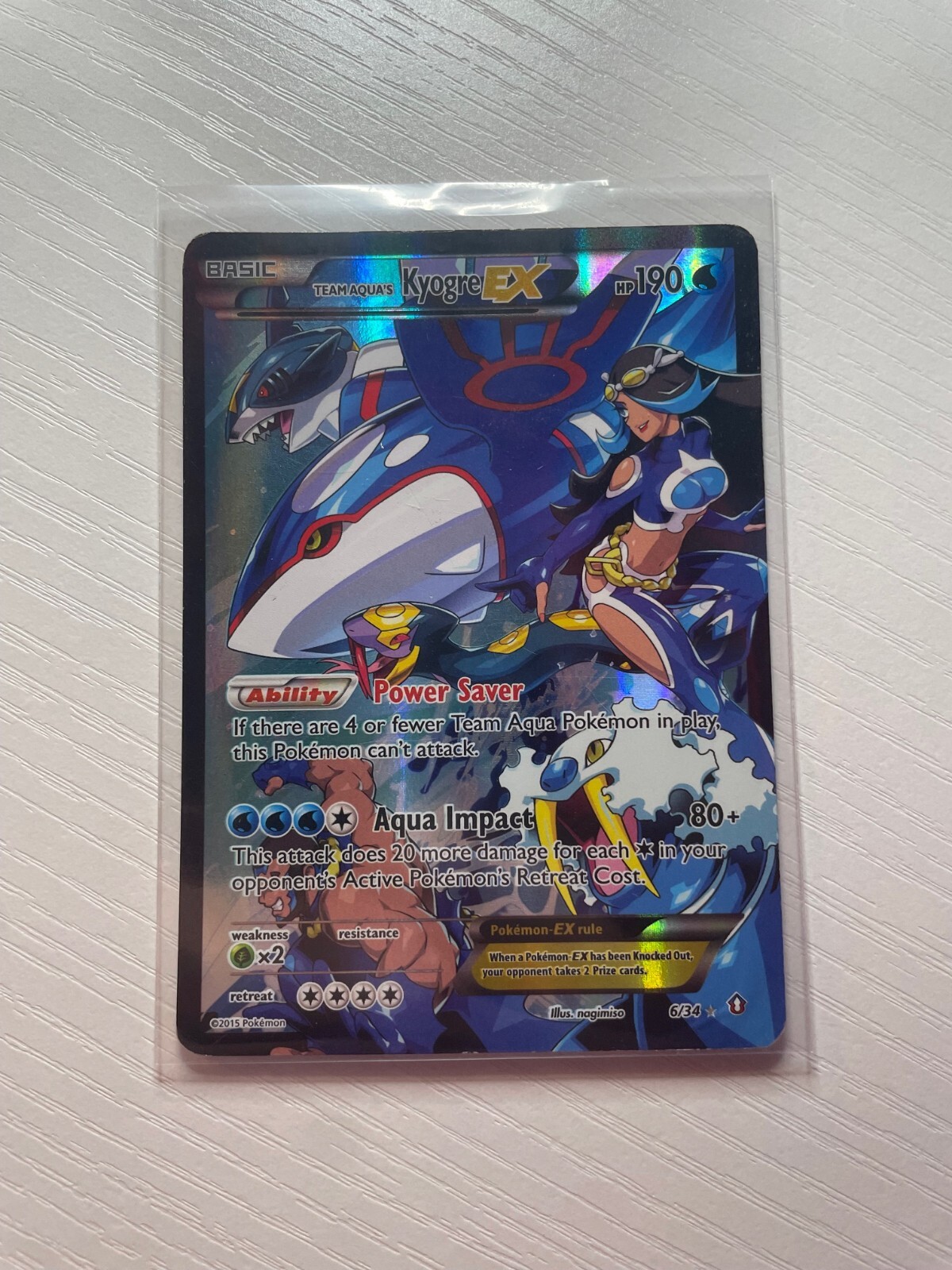 Team Aqua's Kyogre EX 6/34 Double Crisis Holo Pokemon Card Moderately Played