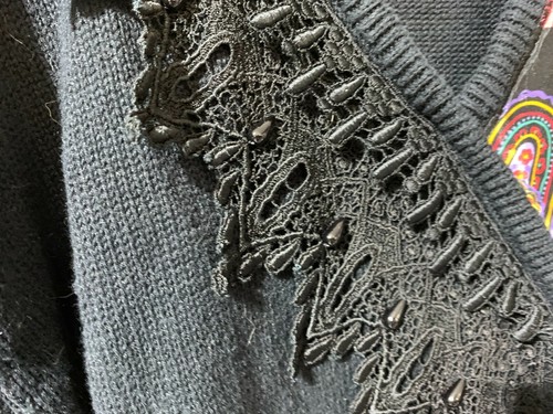 Vintage Bonnie & Bill by Holly 1989 Womens Sweater Black Sz 1X Beads Crochet EVC - Picture 3 of 9