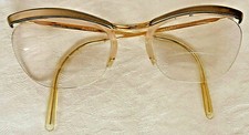 Damenbrille Vintage 50er / 60er Jahre mit Goldauflage 40/1000 Fildor