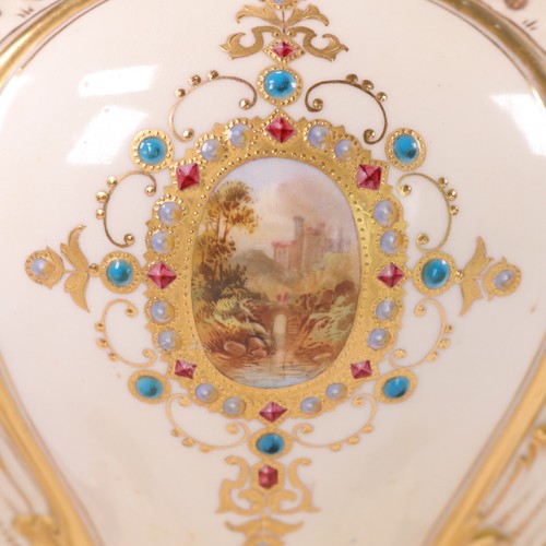 Coalport Jewelled Bome Vase Cover Agate Flared h34cm Circa 1885 - Picture 6 of 14