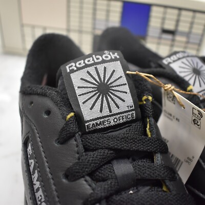Reebok x eames Men\'s Black Leather Casual Sneakers new in box club C 85 NWT Reebok EAMES House Club C 85 Black Leather Mens Sneaker  main image 3